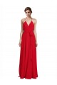 V-Neck Spaghetti Halter Strap Chiffon Bridesmaid Dress for Sale