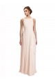 High Neck Chiffon Bridesmaid Dress with Deep V-Back and Cascading Skirt for Sale