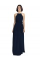 High Neckline Floor Length Chiffon Bridesmaid Dress with Belt for Sale
