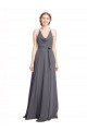 Spaghetti Strap Long Chiffon Bridesmaids Dress with Halter Cowl Neck for Sale