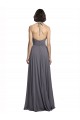 Spaghetti Strap Long Chiffon Bridesmaids Dress with Halter Cowl Neck for Sale