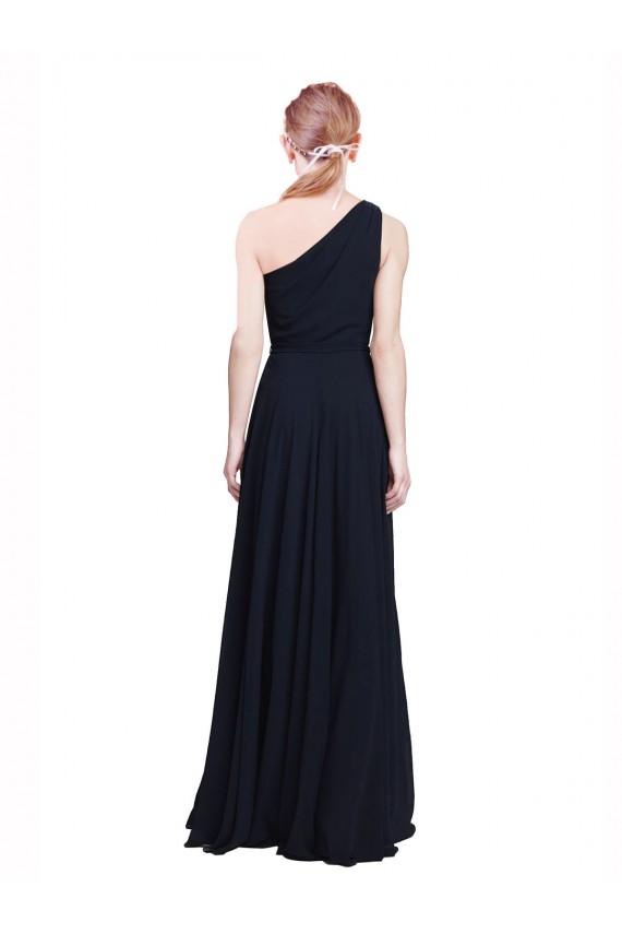 Long Chiffon Bridesmaid Dress with One Shoulder Neckline And Belt for Sale