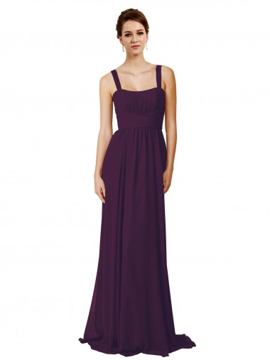 Full Length Chiffon Bridesmaid Dress with Spaghetti Straps for Sale