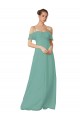 Hand-Ruched Chiffon Bridesmaid Dress with Flutter Sleeves for Sale
