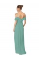 Hand-Ruched Chiffon Bridesmaid Dress with Flutter Sleeves for Sale