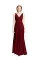 Long Chiffon V-Neck Bridesmaids Dress with Double Strap for Sale