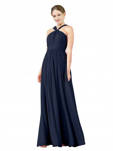 High V-Neck Floor Length Chiffon Bridesmaid Dress for Sale
