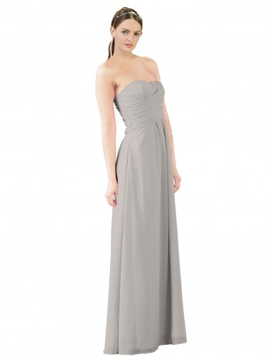 Twisted Strapless Sweetheart Neckline Long Chiffon Bridesmaid Dress for Sale