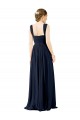 Square Neckline Sexy Open Back Long Chiffon Bridesmaid Dress for Sale