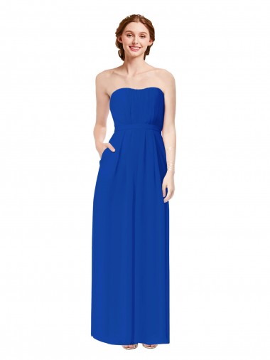 Strapless Sweetheart Keyhole Back Long Chiffon Bridesmaid Dress for Sale