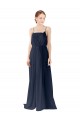Spaghetti Straps Open Back Long Chiffon Bridesmaid Dress for Sale