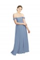 Long Floor Length Chiffon Bridesmaid Dress with Fluttering Off the Shoulder Straps for Sale
