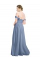 Long Floor Length Chiffon Bridesmaid Dress with Fluttering Off the Shoulder Straps for Sale