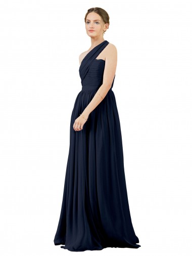 Draped One Shoulder Strapless Chiffon Bridesmaid Dress for Sale