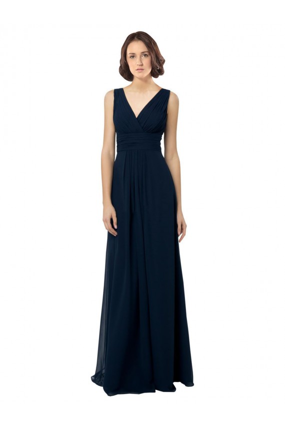 Chiffon Sleeveless Bridesmaid Dress with V Front and Back for Sale