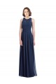 Chiffon High Neck Sleeveless Bridesmaid Dress with Pleats for Sale