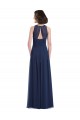 Chiffon High Neck Sleeveless Bridesmaid Dress with Pleats for Sale