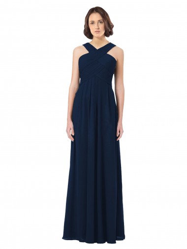 Long Chiffon Bridesmaid Dress V-Neck Top for Sale
