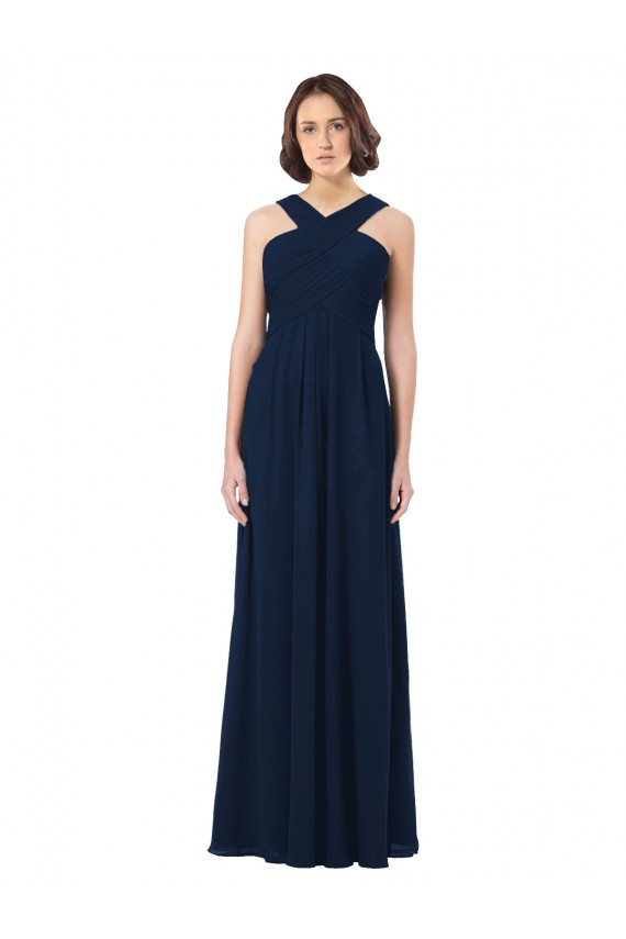 Long Chiffon Bridesmaid Dress V-Neck Top for Sale