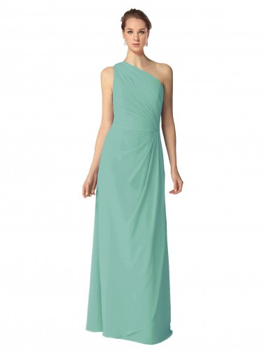 Long Chiffon One Shoulder Full Length Bridesmaid Dress for Sale