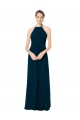 Spaghetti Strap Long Chiffon Halter A-Line Bridesmaid Dress for Sale