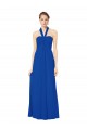 Sleeveless Long Chiffon Empire Gown with Pleated Halter Straps for Sale