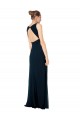 Long Chiffon V-Neck Sleeveless Bridesmaid Dress with Large Keyhole Back for Sale