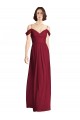 Off the Shoulder Long Chiffon Bridesmaid Dress with Pleated Sleeves for Sale