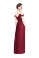 Off the Shoulder Long Chiffon Bridesmaid Dress with Pleated Sleeves for Sale