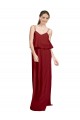 Long Chiffon Bridesmaid Dress with Slim Straps and Open Back for Sale