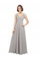 Twist Shouder Full Chiffon Bridesmaids Dress with V-Neckline and V-Back for Sale