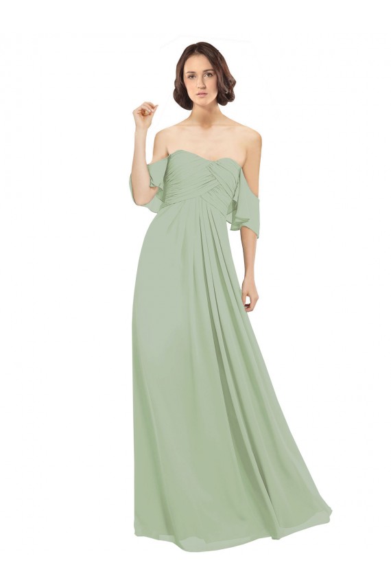 Boho Chic Chiffon Bridesmaids Dress with Off the Shoulder Neckline for Sale