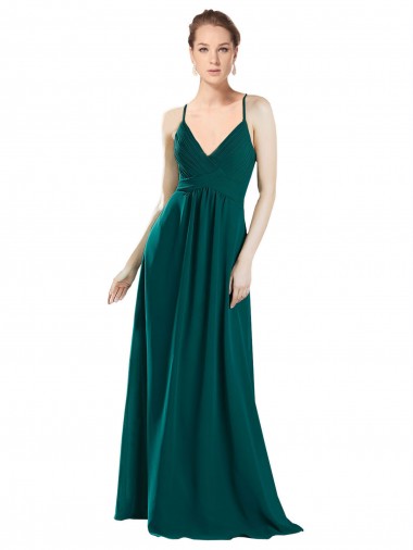 Sexy Chiffon Bridesmaid Dress with Deep V-Neckline for Sale