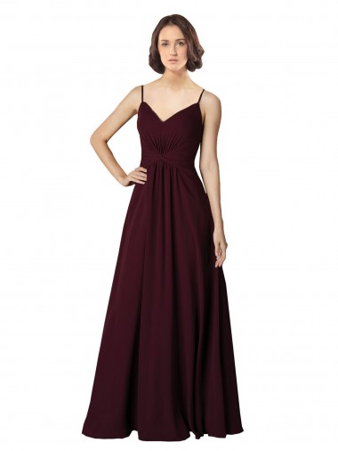 V-Neck Chiffon Bridesmaid Dress with Twist Front Bodice for Sale