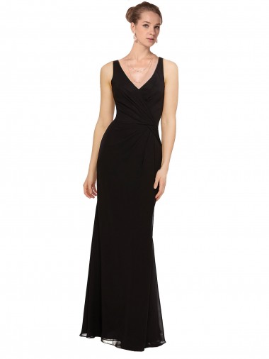 Open V-Back Chiffon Bridesmaids Dress with V-Neckine for Sale