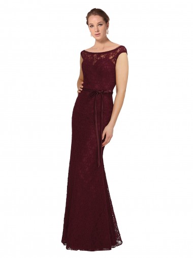 Lace Bridesmaids Dress with Matching Satin Tie Sash for Sale