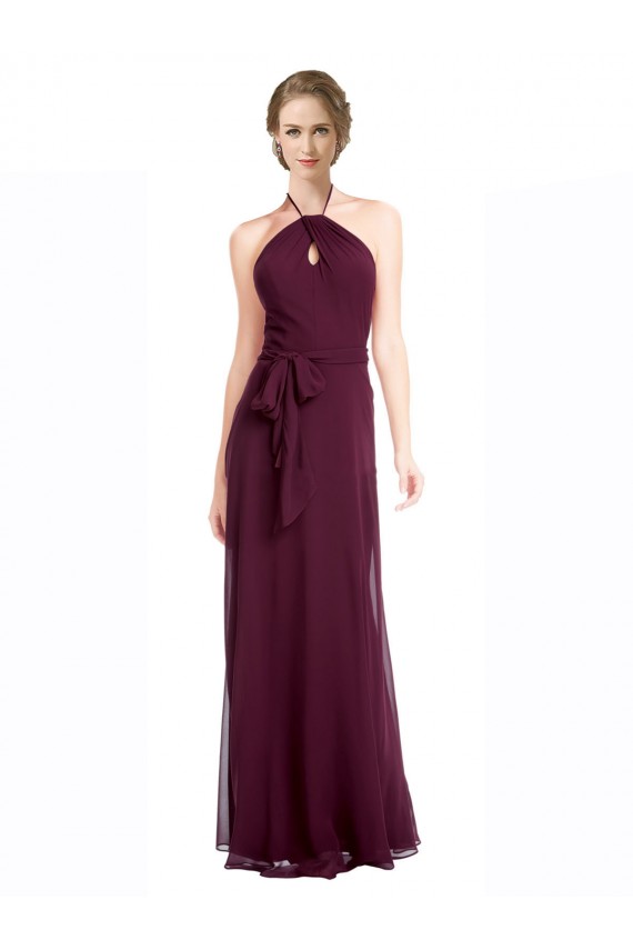 Full Length Chiffon Bridesmaid Dress with Halter Top for Sale