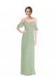 Long Chiffon Off-The-Shoulder Bridesmaid Dress with Double Flounce Sleeves for Sale