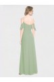 Long Chiffon Off-The-Shoulder Bridesmaid Dress with Double Flounce Sleeves for Sale