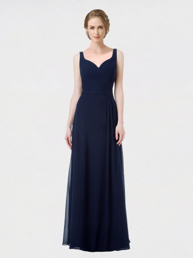 Long Chiffon Bridesmaid Dress with Sweetheart Neckline and Shoulder Straps for Sale