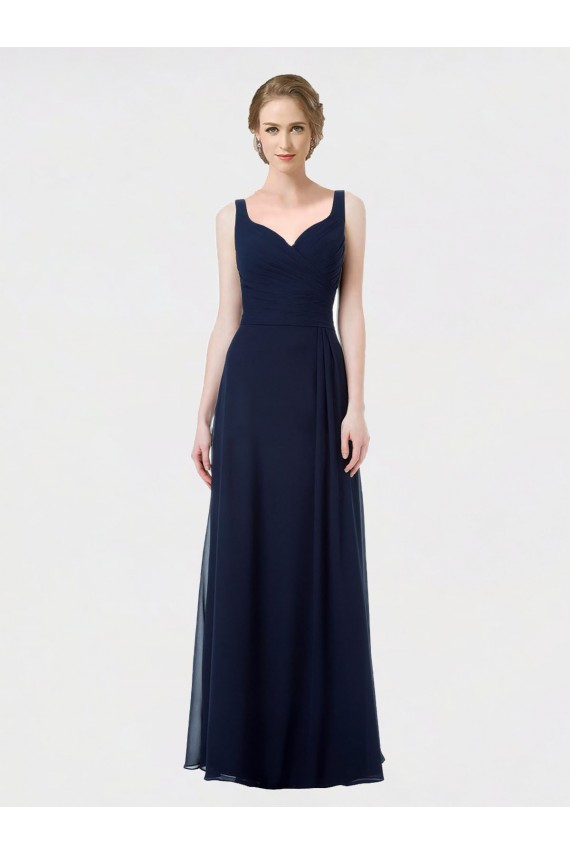 Long Chiffon Bridesmaid Dress with Sweetheart Neckline and Shoulder Straps for Sale