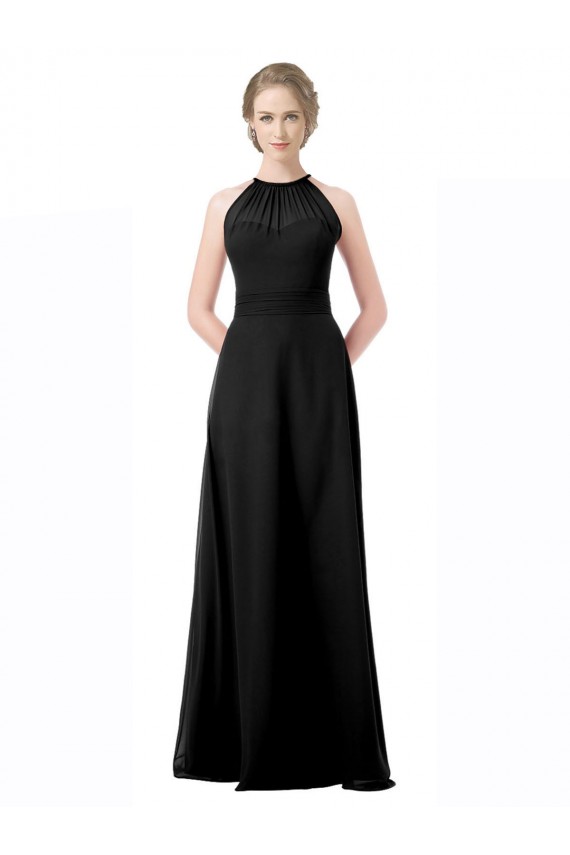 Full Length Chiffon Sweetheart Bridesmaid Dress with An Illlusion Overlay for Sale