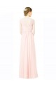 Long Chiffon Sleeveless Bridesmaid Dress with Sheer Illusion Top and V-Back for Sale