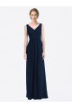 Long Chiffon V-Neck Sleeveless Bridesmaid Dress with Criss-Cross Pleated Bodice for Sale