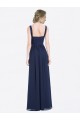 Long Chiffon V-Neck Sleeveless Bridesmaid Dress with Criss-Cross Pleated Bodice for Sale