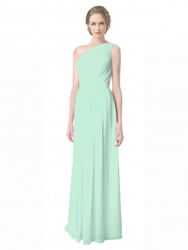 One Shoulder Chiffon Bridesmaid Dress with Asymmetrical Ruched Bodice for Sale