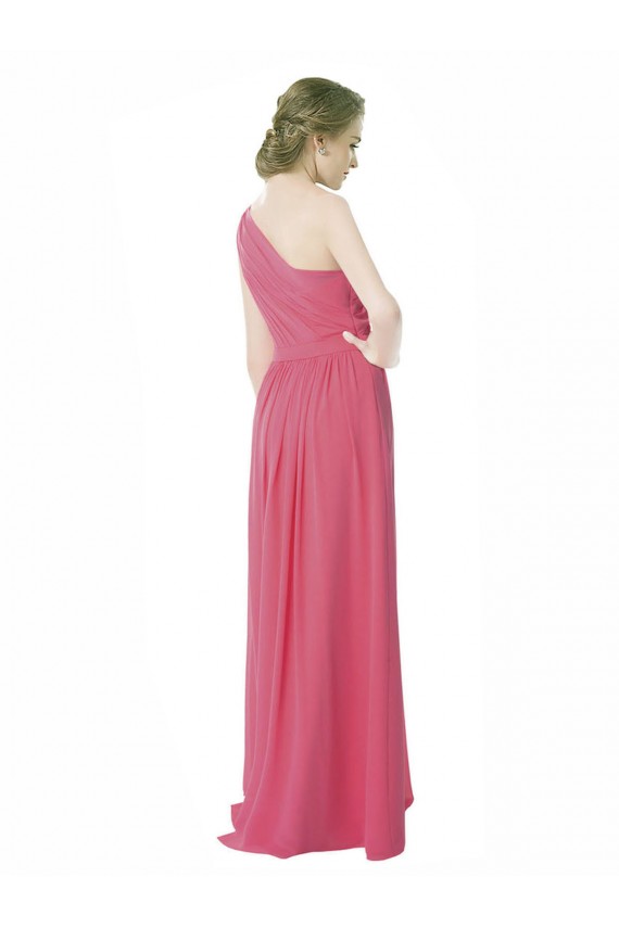 One Shoulder Chiffon Bridesmaid Dress with Asymmetrical Ruched Bodice for Sale