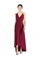 Draped V-Neck High Low Chiffon Bridesmaid Dress for Sale