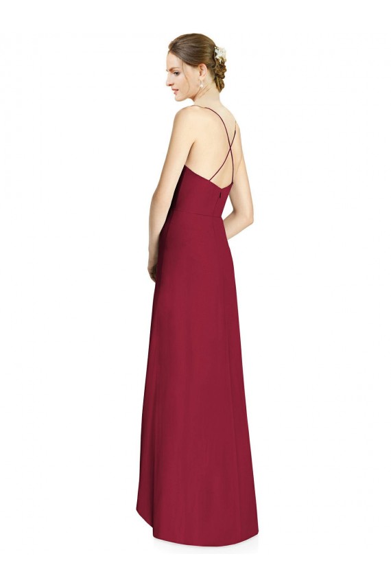 Draped V-Neck High Low Chiffon Bridesmaid Dress for Sale