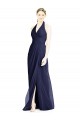 V-Neck Halter Chiffon Bridesmaid Dress with Side Front Slit for Sale